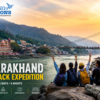 Uttarakhand Backpack Expedition by Sterling Vacations featuring Rishikesh, Haridwar, Lakshman Jhula, Himalayan landscapes, backpack travellers, and a 5 Days / 4 Nights adventure tour.
